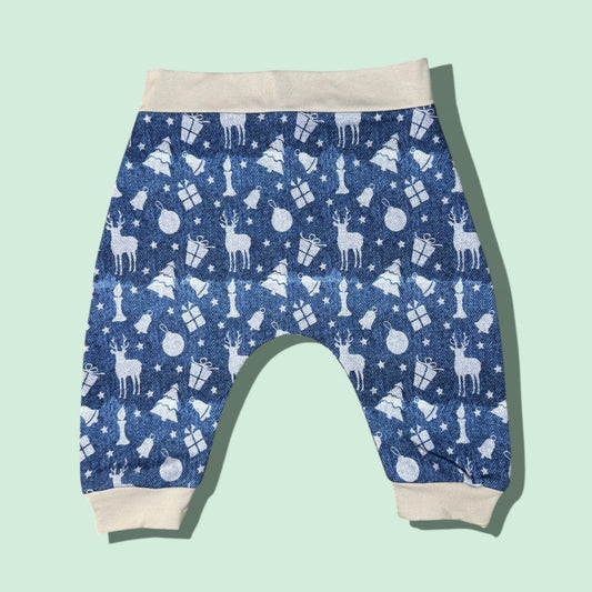 Denim-Effect Christmas Harems - 6-12 months